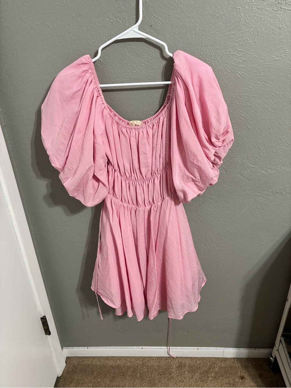 Altar'd State Pink Puff-Sleeve Mini Dress